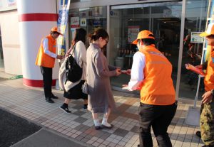 店舗での防火の呼びかけ